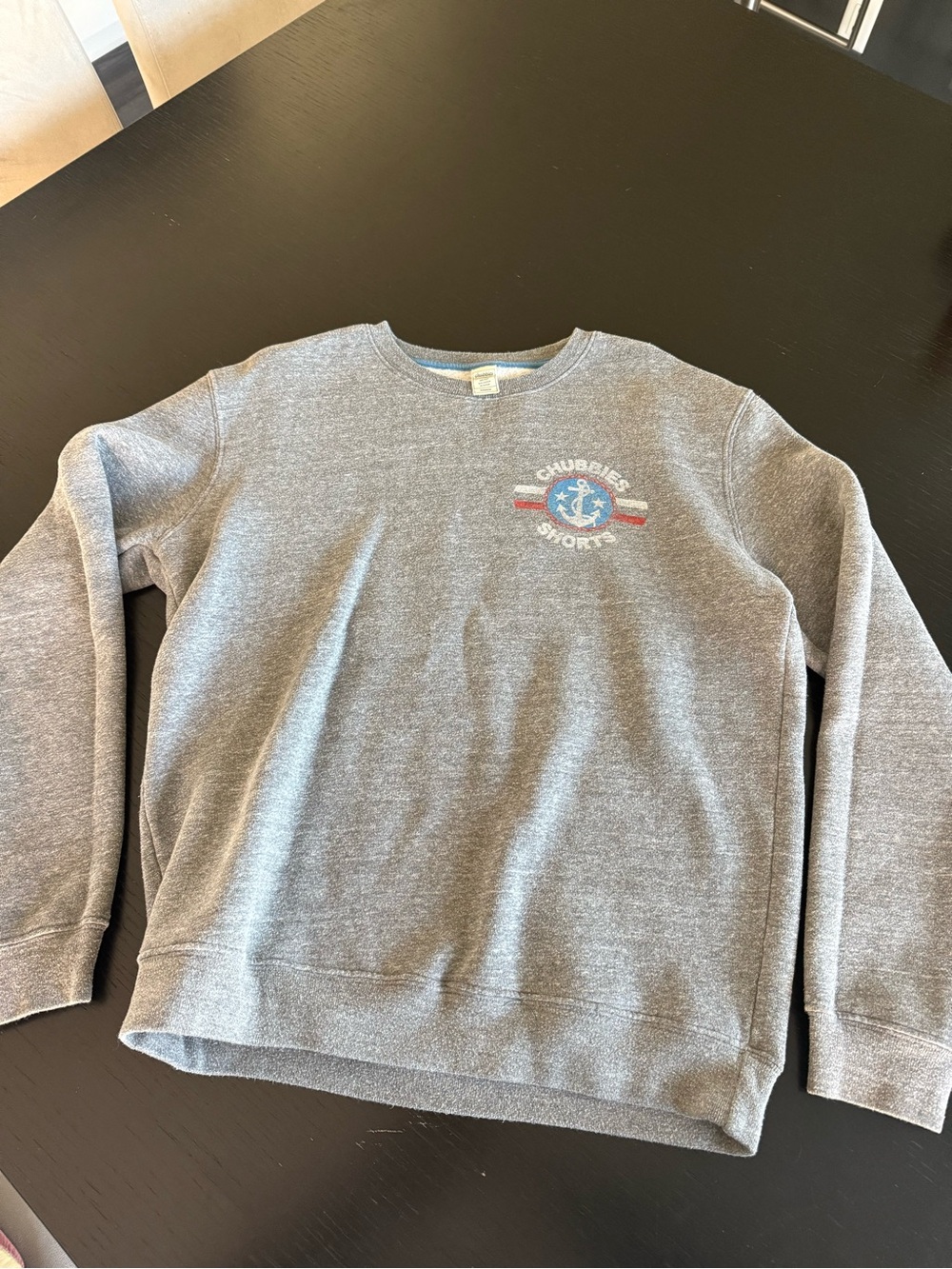 chubbies Gray Crewneck Sweatshirt with Anchor Chest Logo